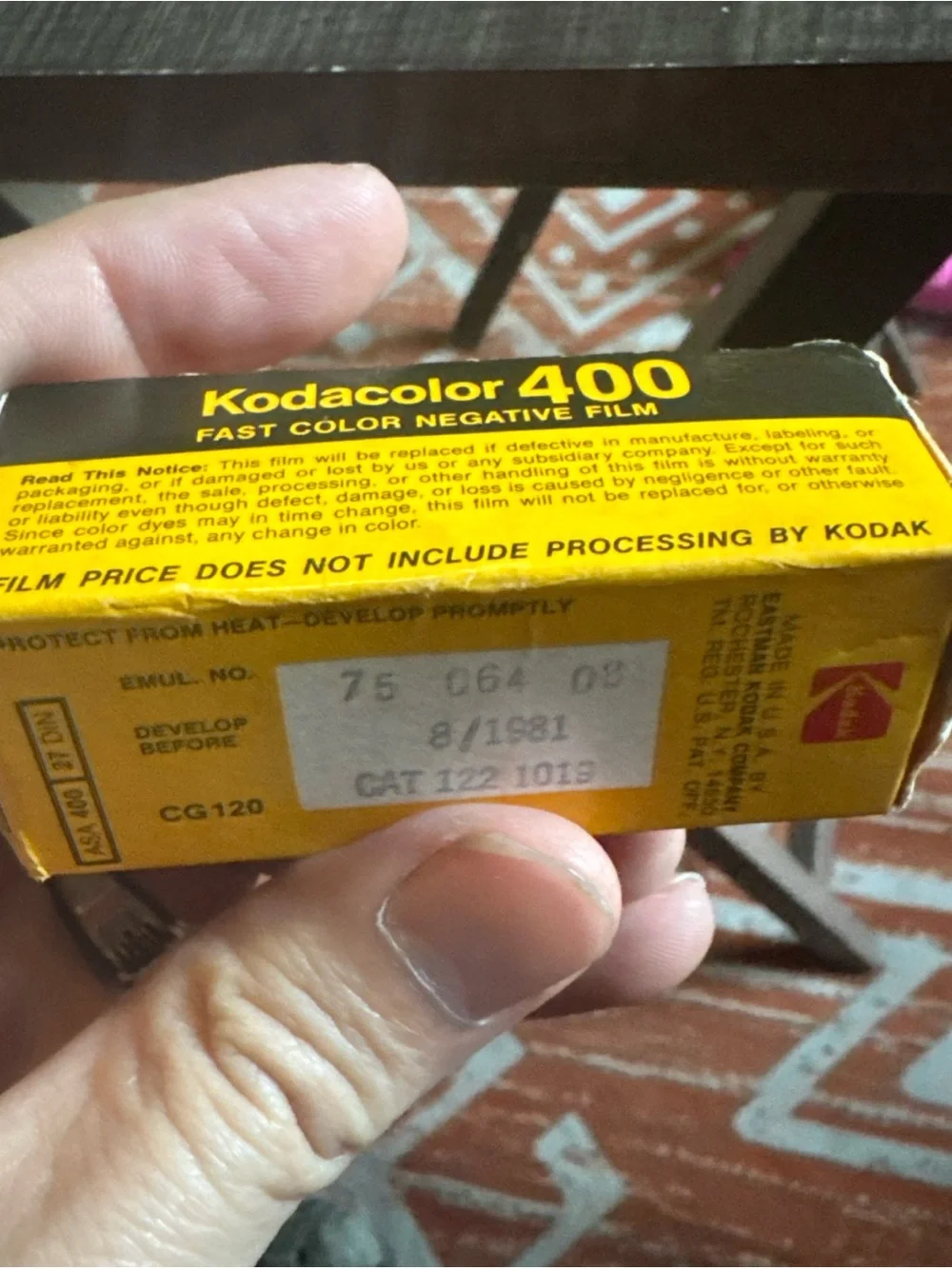 Vtg Kodak Kodacolor 400 Fast Color Negative Film, CG120, Exp 08/1981